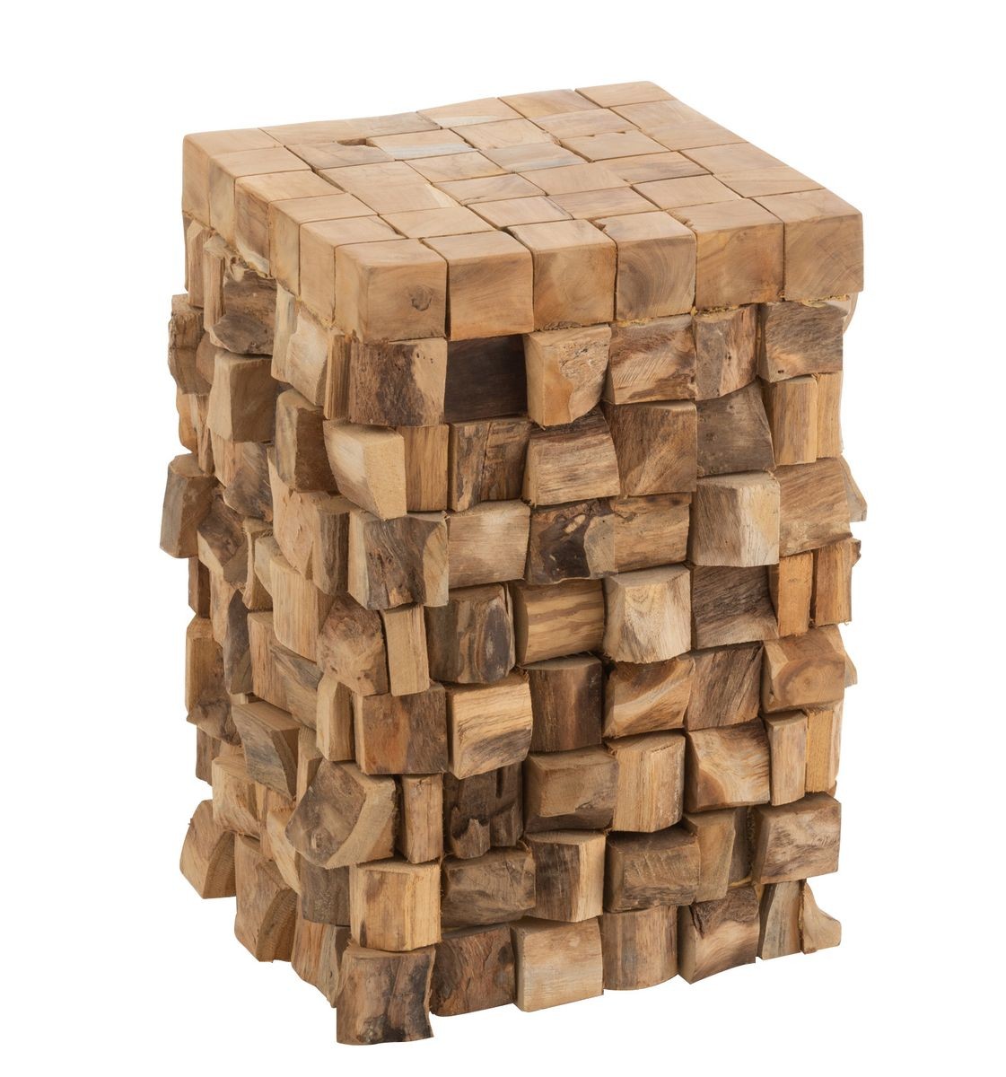 Přírodní odkládací stůl z teakových špalíků Disos - 30*30*45cm