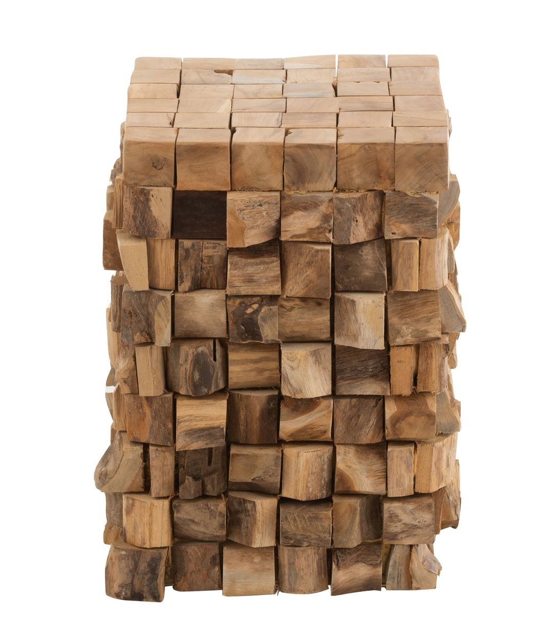 Přírodní odkládací stůl z teakových špalíků Disos - 30*30*45cm