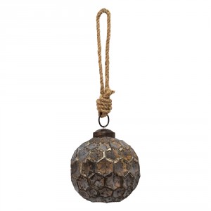 Měděná antik skleněná ozdoba Hexagon coppen S - Ø 7*7 cm