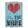 Nástěnná dřevěná cedule s háčky Love you More - 40*13*60cm Materiál : MDF, kovBarva : modrá, červená, černá