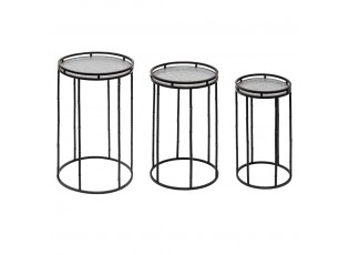 3ks kovový dekorační stolek na květiny - Ø 35*59 / Ø 31*55 / Ø 26*50 cm