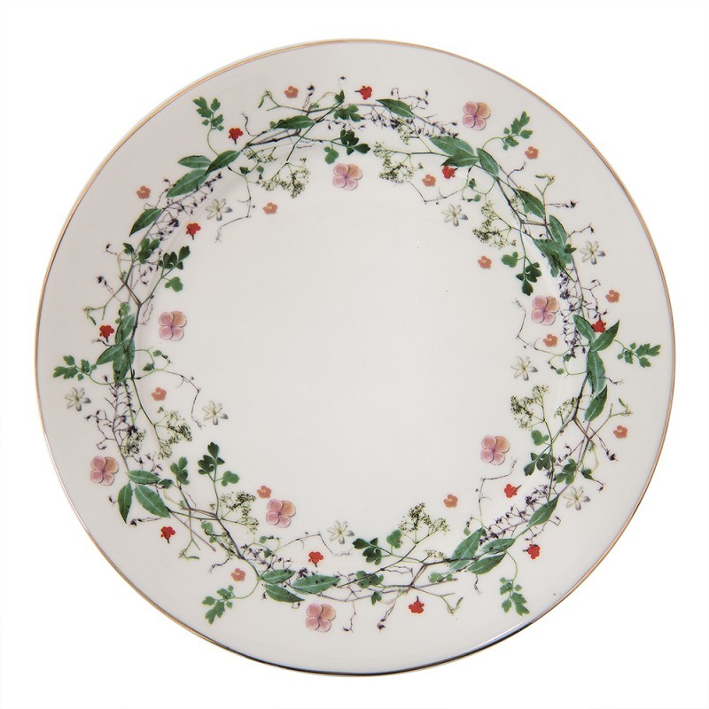 Porcelánový dezertní talířek s květy Flower fields - Ø 21*2 cm