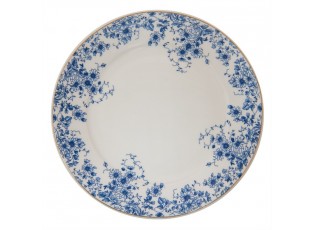 Porcelánový jídelní talíř s modrými květy Blue Flowers - Ø 26*2 cm