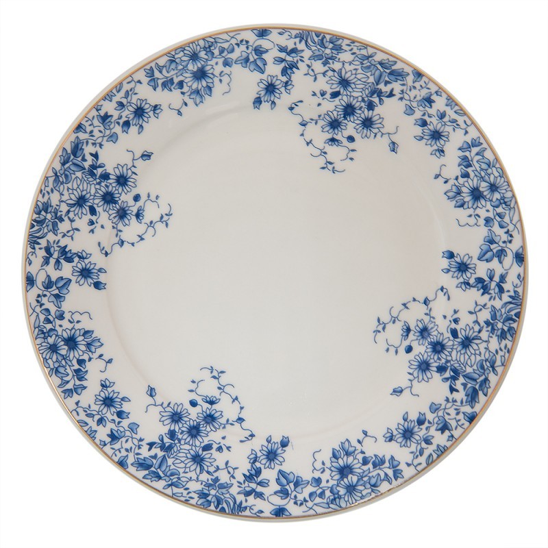 Porcelánový jídelní talíř s modrými květy Blue Flowers - Ø 26*2 cm Clayre & Eef