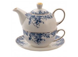 Porcelánový tea for one s modrými květy Blue Flowers - 16*15*15 cm / 400ml / 250ml 