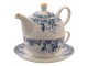 Porcelánový tea for one s modrými květy Blue Flowers - 16*15*15 cm / 400ml / 250ml 