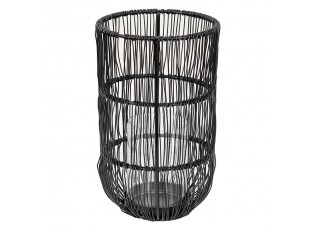 Černý drátěný kovový svícen na čajovou svíčku - Ø 13*23 cm