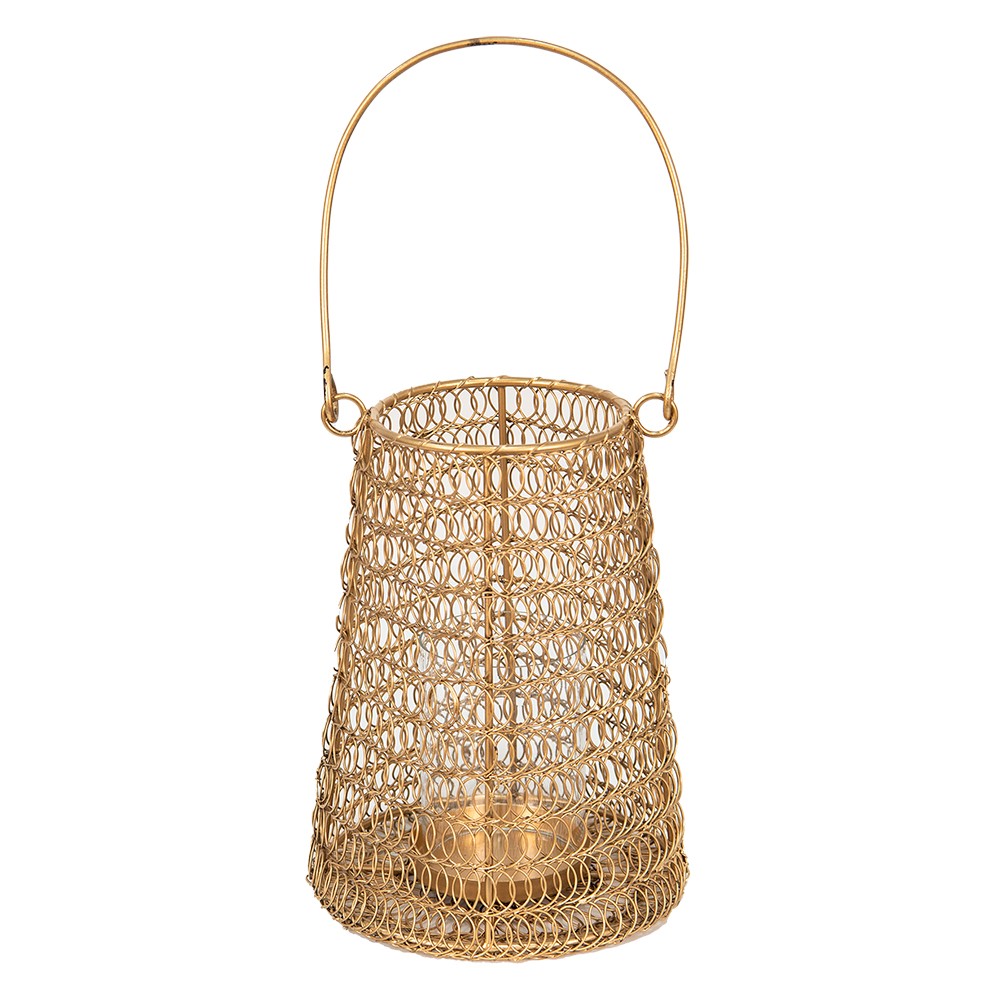 Měděná antik drátěná lucerna - Ø15*21 cm
