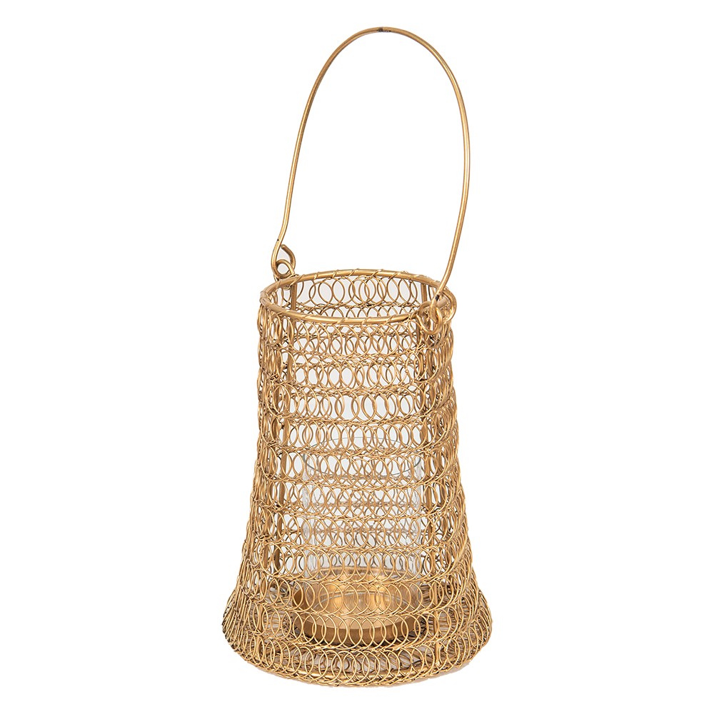 Měděná antik drátěná lucerna - Ø15*21 cm