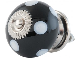 Černá keramická úchytka s puntíky – Ø 4 cm