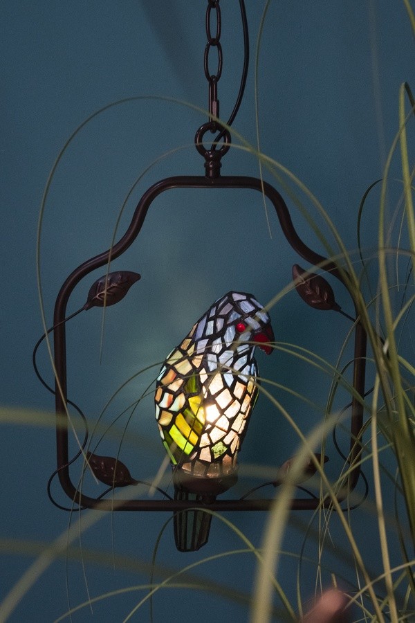 Závěsné vitrážové světlo Tiffany v designu papouška – 40*26*86 cm E14/max 1*25W