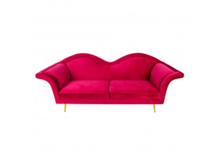 Červená sametová sofa Evalynn - 215*73*85 cm