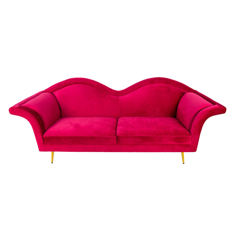 Červená sametová sofa Evalynn - 215*73*85 cm 50563BU