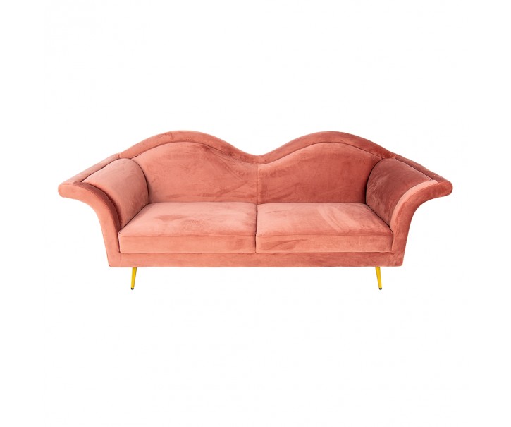 Růžová sametová sofa Evalynn - 215*73*85 cm