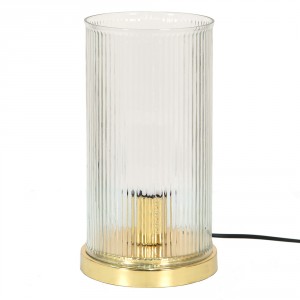 Zlatá stolní lampa se skleněným stínidlem - Ø 15*27 cm E27/max 1*40W