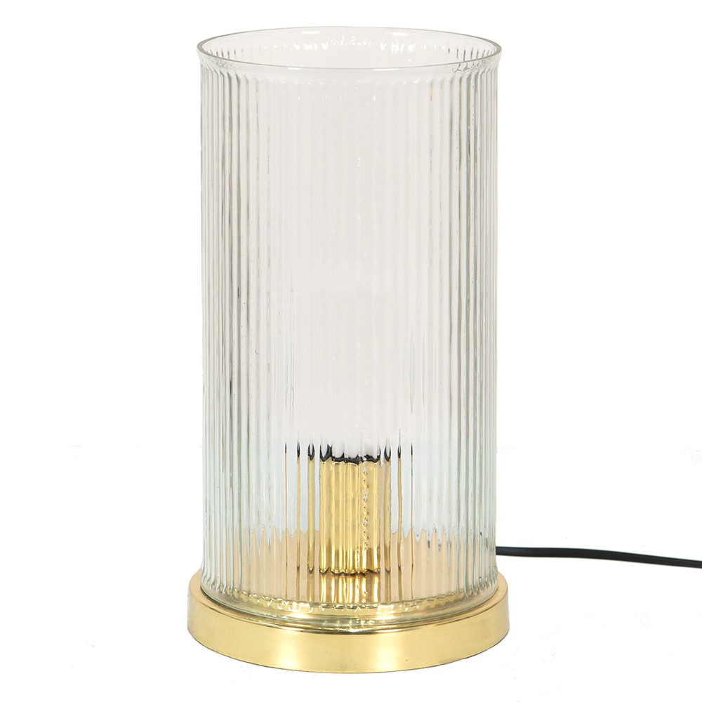 Zlatá stolní lampa se skleněným stínidlem - Ø 15*27 cm E27/max 1*40W
