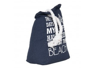 Tmavě modrá dveřní zarážka taška s provazem Beach - 13*17*6 cm