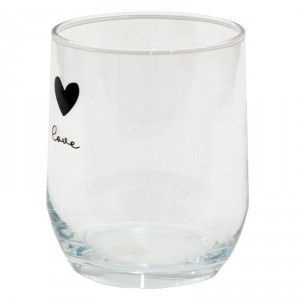 Sklenička se srdíčkem Love Birds - Ø 8*9 cm / 300 ml