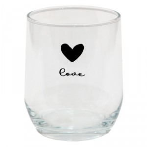 Sklenička se srdíčkem Love Birds - Ø 8*9 cm / 300 ml