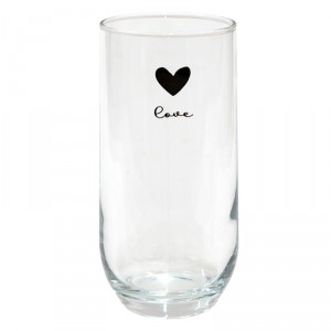 Sklenička se srdíčkem Love Birds - Ø 6*14 cm / 280ml