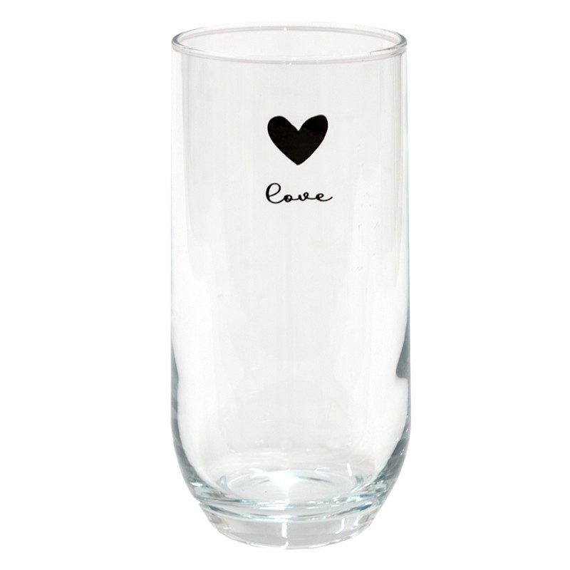 Sklenička se srdíčkem Love Birds - Ø 6*14 cm / 280ml