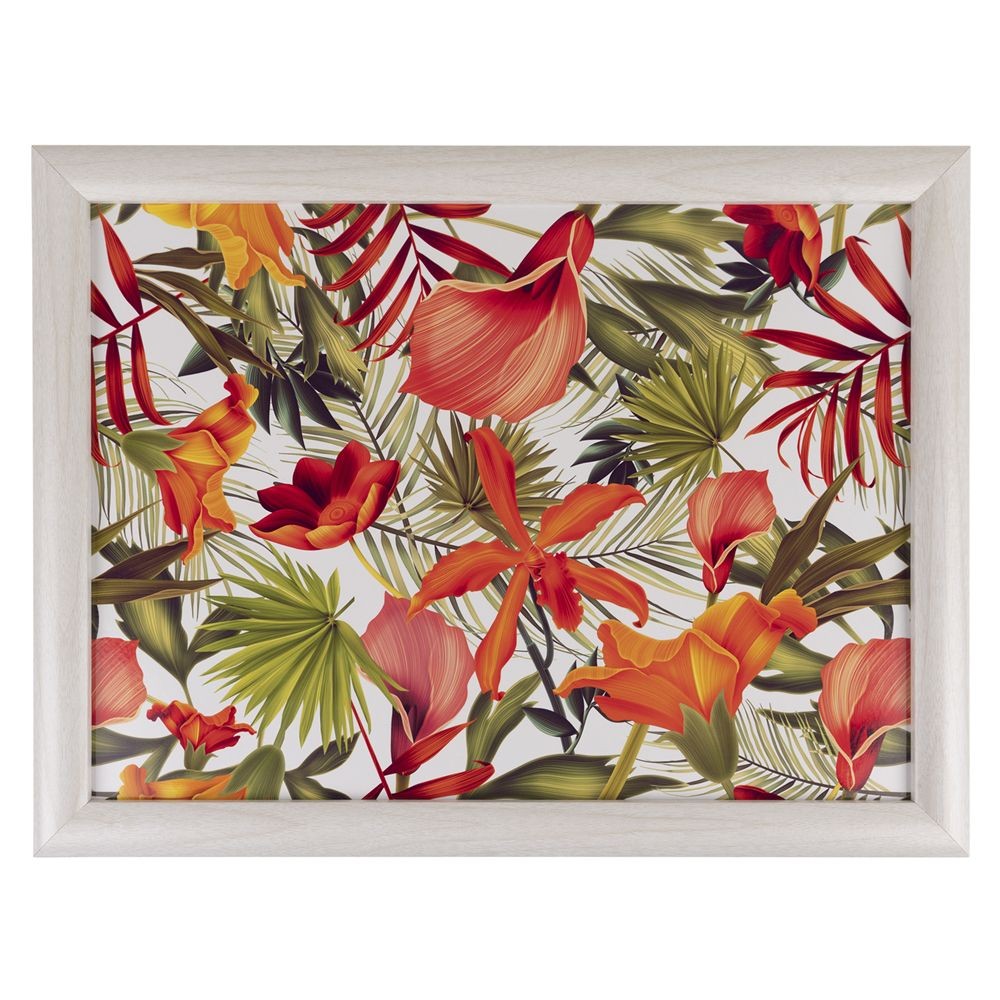 Podnos na nohy s motivem květin Flowers white - 43*33*7cm