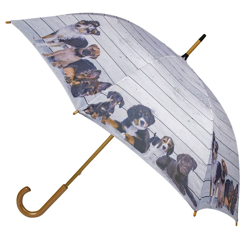 Šedý deštník se štěňátky Puppies - Ø 105*88cm Mars & More
