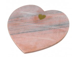 Mramorové servírovací prkénko ve tvaru srdce Marble White - 29*28*1,5cm  