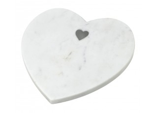 Mramorové servírovací prkénko ve tvaru srdce Marble White - 21*21*1,5cm 