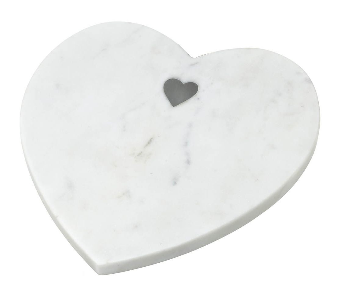 Mramorové servírovací prkénko ve tvaru srdce Marble White - 21*21*1,5cm   Ostatní