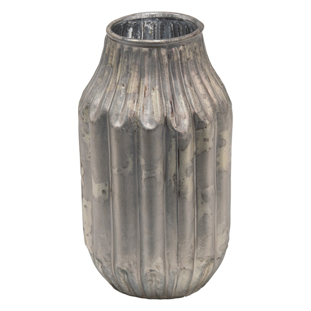 Béžovo-šedá antik dekorační skleněná váza - 5*6*14 cm Clayre & Eef