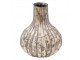 Béžovo-šedá antik dekorační skleněná váza - 11*11*15 cm