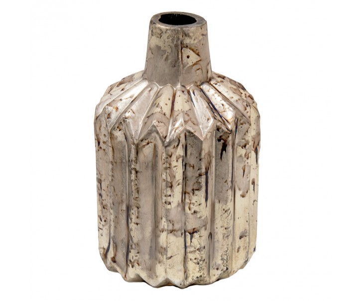 Béžovo-šedá antik dekorační skleněná váza - 8*8*12 cm