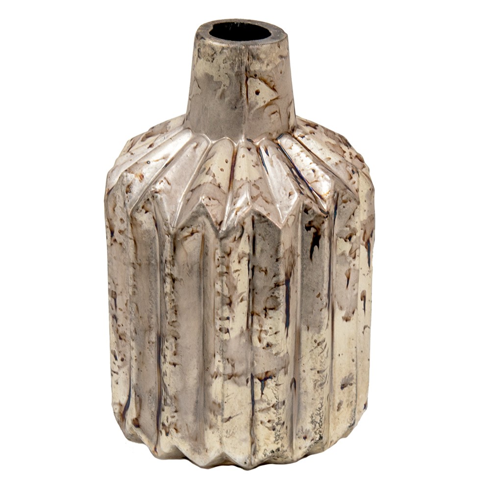 Béžovo-šedá antik dekorační skleněná váza - 8*8*12 cm Clayre & Eef