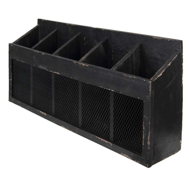 Černá antik nástěnná police na víno Baesta - 60*13*28 cm