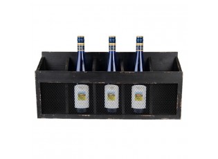 Černá antik nástěnná police na víno Baesta - 60*13*28 cm