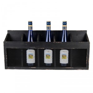 Černá antik nástěnná police na víno Baesta - 60*13*28 cm