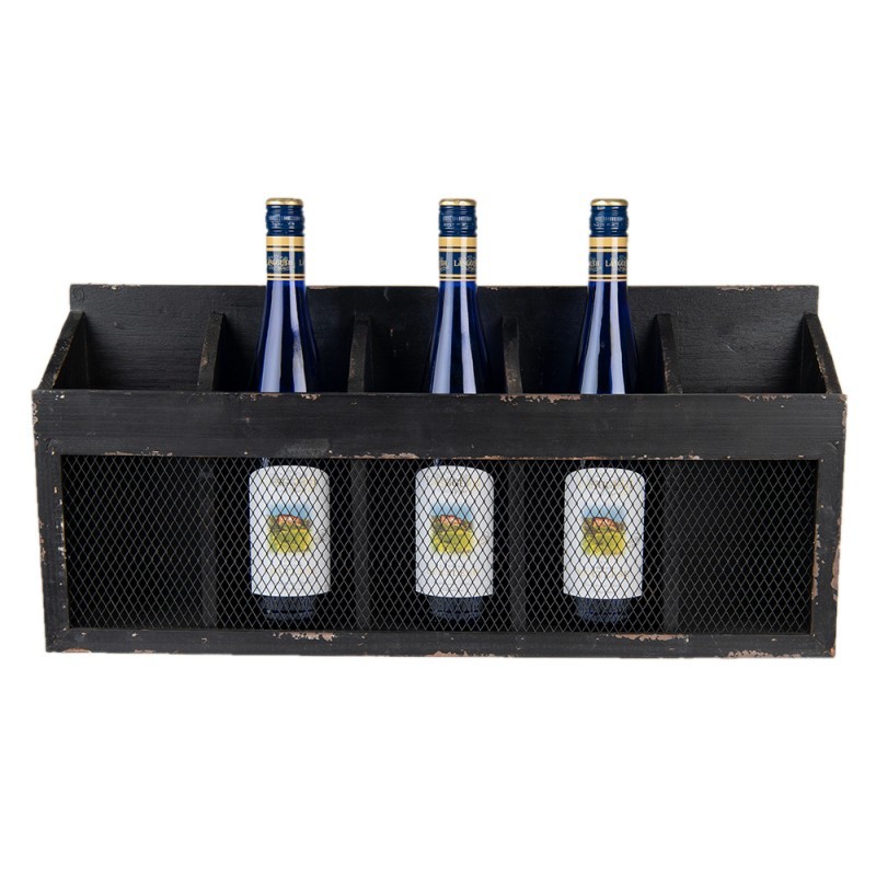 Černá antik nástěnná police na víno Baesta - 60*13*28 cm