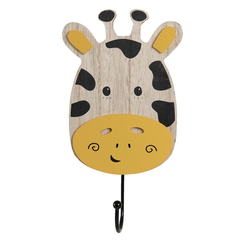 Nástěnný kovový háček s dřevěnou hlavou žirafy - 11*4*21 cm