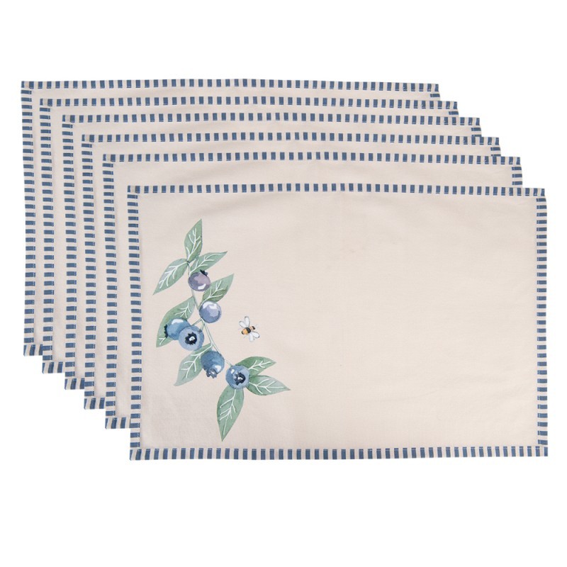 6ks textilní prostírání Blueberry Fields - 48*33 cm Clayre & Eef