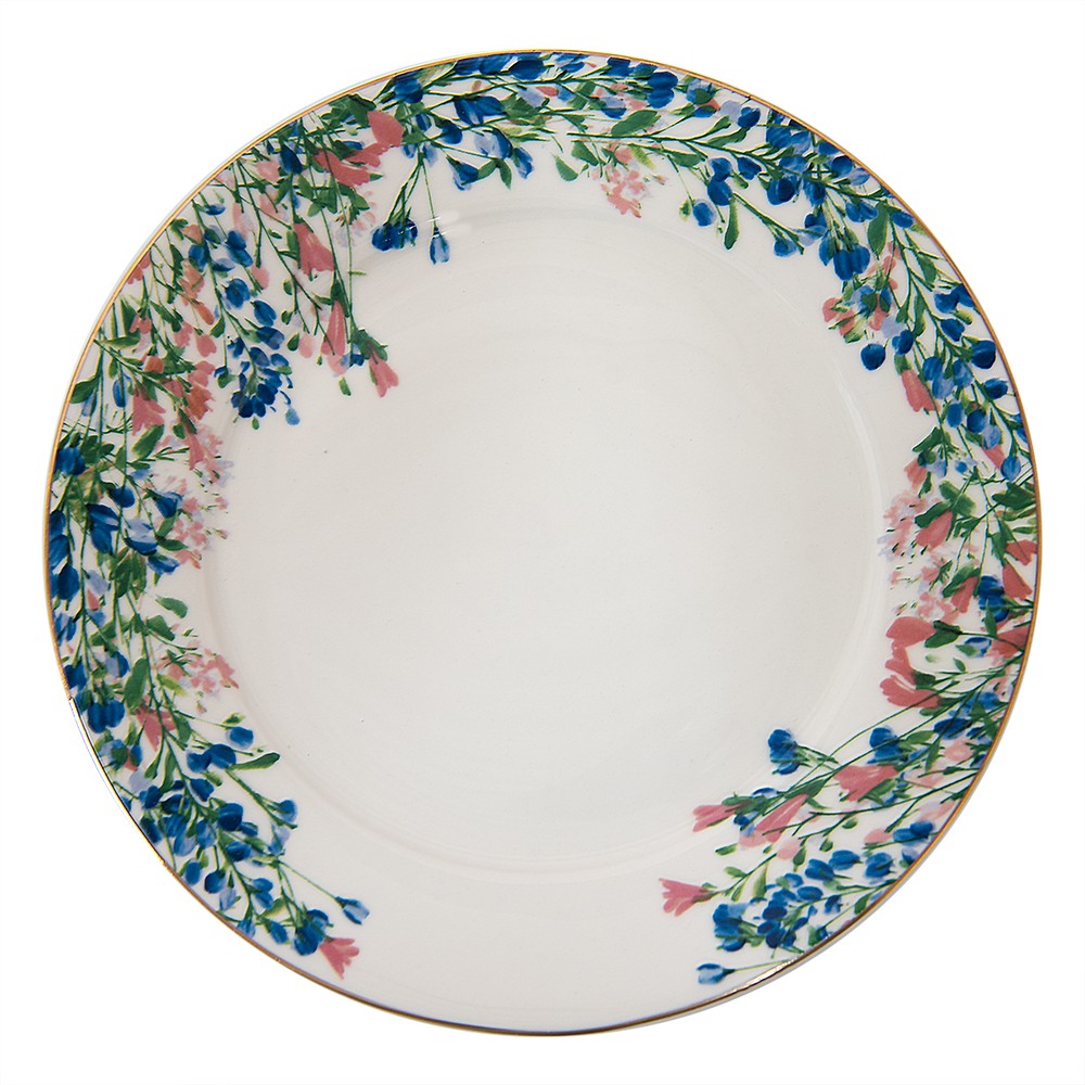 Porcelánový dezertní talíř s květy Floweries - Ø 21*2 cm
