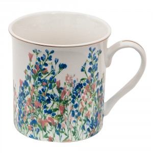 Porcelánový hrnek a květy Floweries - 12*9*9 cm / 330 ml