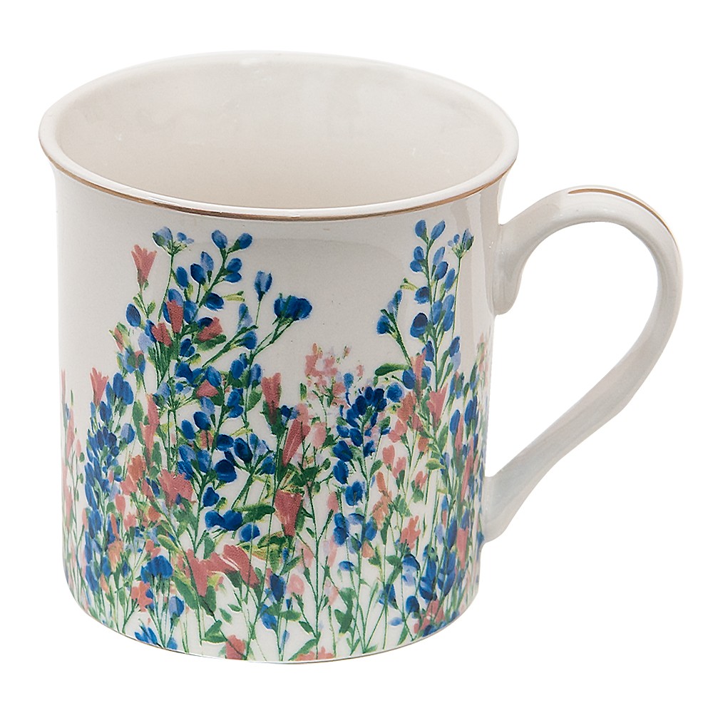 Porcelánový hrnek a květy Floweries - 12*9*9 cm / 330 ml