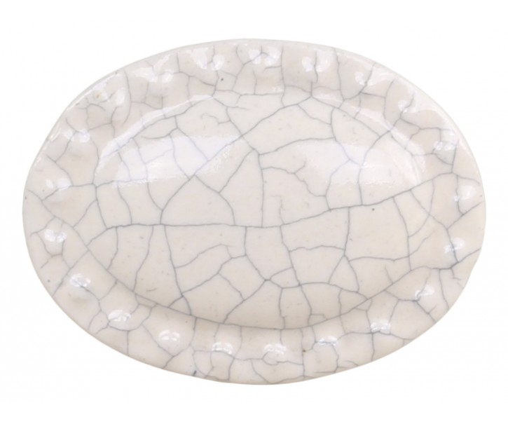 Bílá antik porcelánová úchytka s popraskáním Craez - 4*3 cm