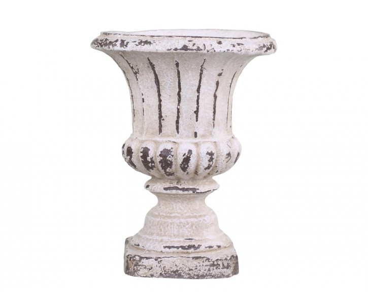 Krémový antik obal na květináč/ váza s patinou  - Ø 23*30cm