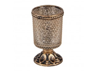 Zlatý antik skleněný svícen na čajovou svíčku - Ø 5*10 cm