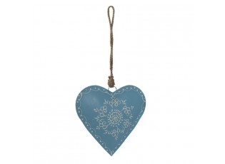 Modré závěsné kovové srdce se zdovením Heartic - 12*4*12 cm