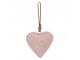 Růžové závěsné kovové srdce se zdovením Heartic - 9*2*9 cm