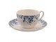 Porcelánový šálek s podšálkem s modrými květy Blue Flowers - 12*9*6  cm / Ø 15*2 cm / 220ml