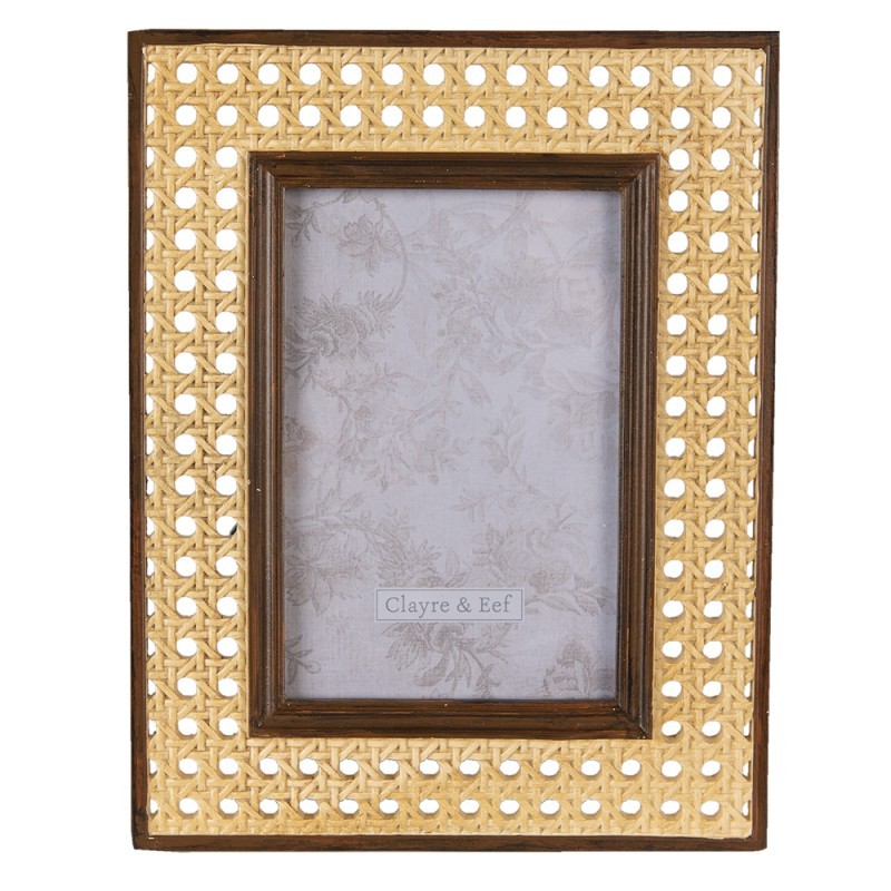 Hnědý fotorámeček s designem ratanovým výpletem - 18*1*23 cm / 10*15 cm